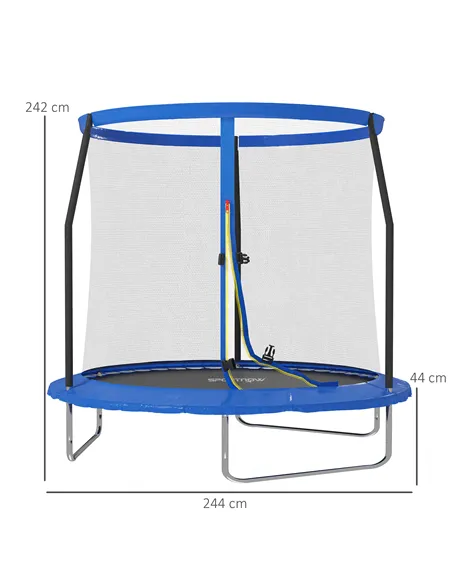 SPORTNOW 8ft Trampoline with Safety Enclosure Net, Steel Frame Outdoor Trampoline, with Edge, Safety Cover