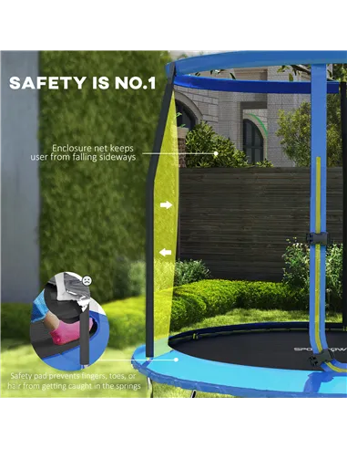 SPORTNOW 8ft Trampoline with Safety Enclosure Net, Steel Frame Outdoor Trampoline, with Edge, Safety Cover