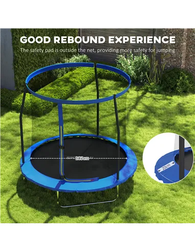 SPORTNOW 8ft Trampoline with Safety Enclosure Net, Steel Frame Outdoor Trampoline, with Edge, Safety Cover