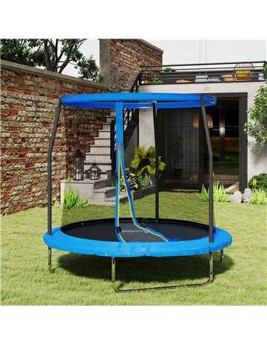 SPORTNOW 8ft Trampoline with Safety Enclosure Net, Steel Frame Outdoor Trampoline, with Edge, Safety Cover