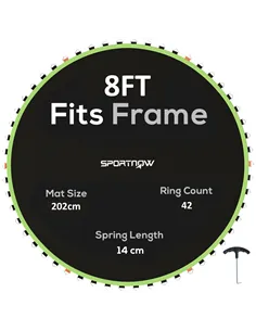 SPORTNOW Trampoline Replacement Mat with Spring Pull Tool, 42 V-Hooks, for 8ft Trampoline using 14cm Springs, Green