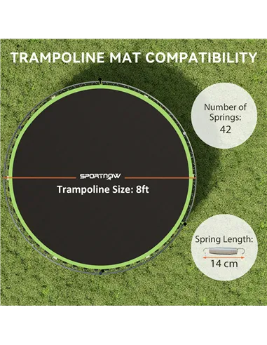 SPORTNOW Trampoline Replacement Mat with Spring Pull Tool, 42 V-Hooks, for 8ft Trampoline using 14cm Springs, Green