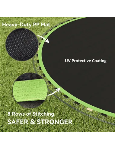 SPORTNOW Trampoline Replacement Mat with Spring Pull Tool, 42 V-Hooks, for 8ft Trampoline using 14cm Springs, Green