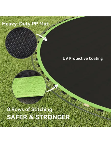 SPORTNOW Trampoline Replacement Mat with Spring Pull Tool, 42 V-Hooks, for 8ft Trampoline using 14cm Springs, Green