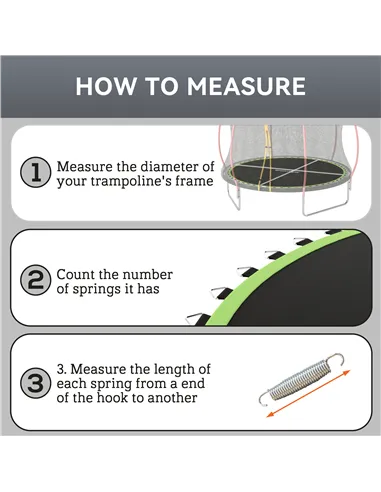 SPORTNOW Trampoline Replacement Mat with Spring Pull Tool, 42 V-Hooks, for 8ft Trampoline using 14cm Springs, Green