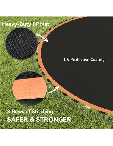 SPORTNOW Trampoline Replacement Mat with Spring Pull Tool, 54 V-Hooks, for 10ft Trampoline using 14cm Springs, Orange