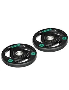 SPORTNOW Two 10kg Olympic Weight Plates, Tri-Grip Rubber-Coated Barbell Weights, with 5cm Holes, for Home, Gym, Office