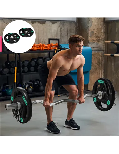 SPORTNOW Two 10kg Olympic Weight Plates, Tri-Grip Rubber-Coated Barbell Weights, with 5cm Holes, for Home, Gym, Office