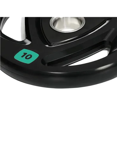 SPORTNOW Two 10kg Olympic Weight Plates, Tri-Grip Rubber-Coated Barbell Weights, with 5cm Holes, for Home, Gym, Office