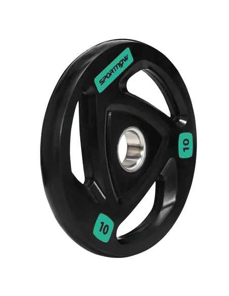 SPORTNOW Two 10kg Olympic Weight Plates, Tri-Grip Rubber-Coated Barbell Weights, with 5cm Holes, for Home, Gym, Office