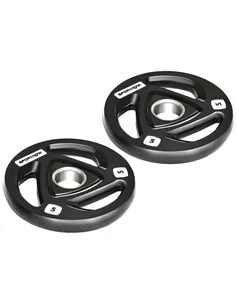 SPORTNOW Two 5kg Olympic Weight Plates, Tri-Grip Rubber-Coated Barbell Weights, with 5cm Holes, for Home, Gym, Office