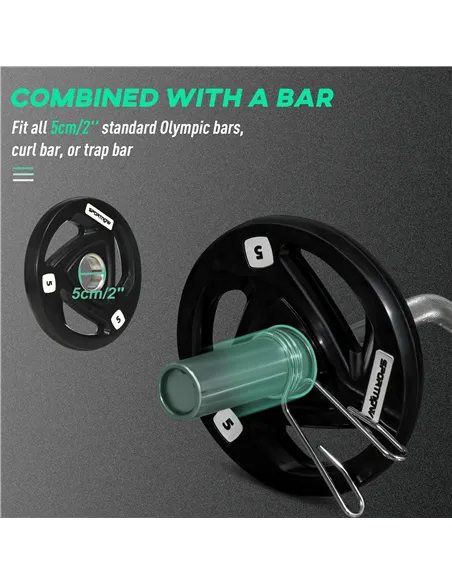 SPORTNOW Two 5kg Olympic Weight Plates, Tri-Grip Rubber-Coated Barbell Weights, with 5cm Holes, for Home, Gym, Office