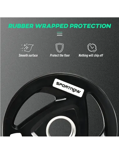 SPORTNOW Two 5kg Olympic Weight Plates, Tri-Grip Rubber-Coated Barbell Weights, with 5cm Holes, for Home, Gym, Office