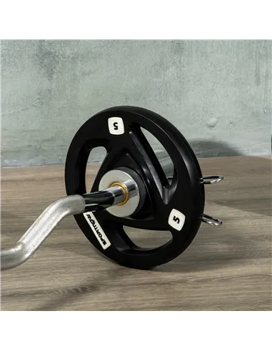 SPORTNOW Two 5kg Olympic Weight Plates, Tri-Grip Rubber-Coated Barbell Weights, with 5cm Holes, for Home, Gym, Office