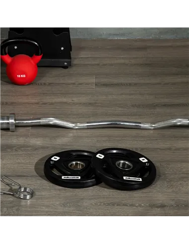 SPORTNOW Two 5kg Olympic Weight Plates, Tri-Grip Rubber-Coated Barbell Weights, with 5cm Holes, for Home, Gym, Office