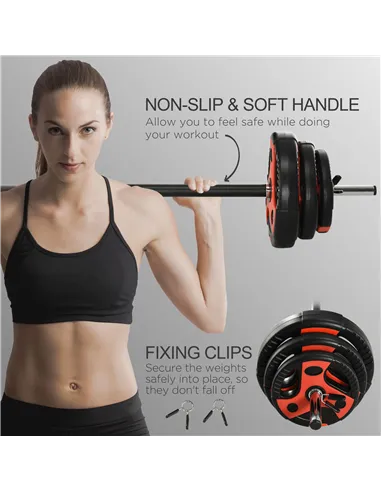 SPORTNOW 20kg Adjustable Barbell Weights Set for Home Gym, Strength Training