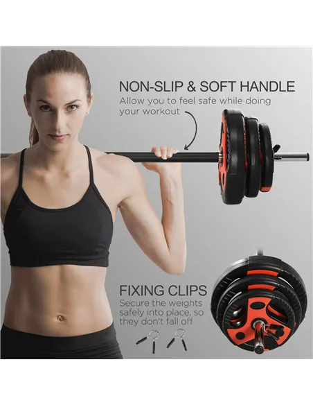 SPORTNOW 20kg Adjustable Barbell Weights Set for Home Gym, Strength Training