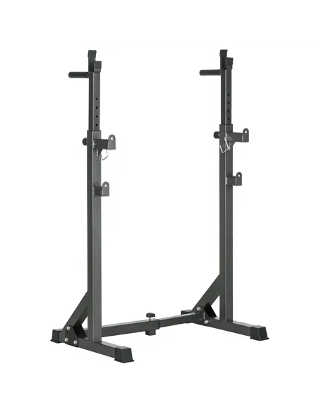 SPORTNOW Heavy Duty Barbell Squat Rack, Adjustable and Multifunctional Weight Power Stand, for Home, Gym - Black