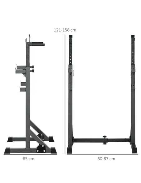 SPORTNOW Heavy Duty Barbell Squat Rack, Adjustable and Multifunctional Weight Power Stand, for Home, Gym - Black