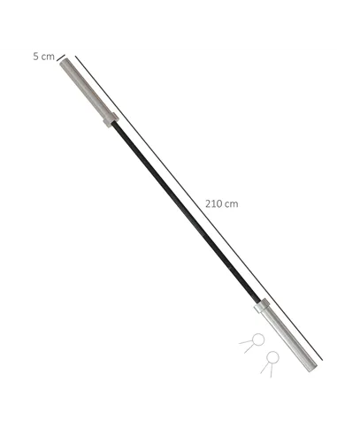 SPORTNOW 210cm Olympic Barbell Bar for 5cm Weight Plates, with Spring Clips, 19kg