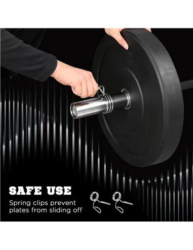 SPORTNOW 210cm Olympic Barbell Bar for 5cm Weight Plates, with Spring Clips, 19kg