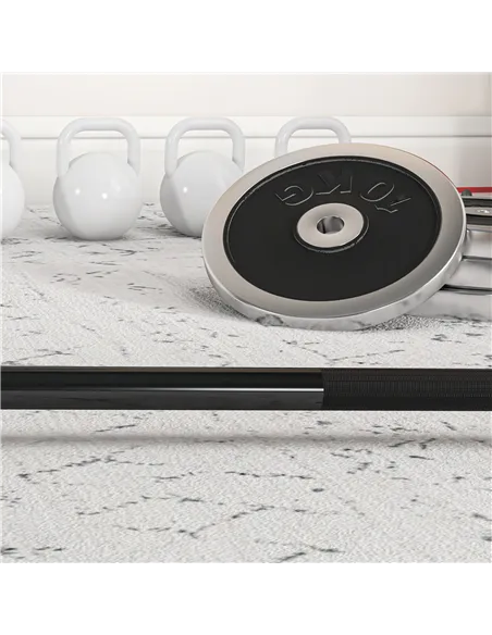 SPORTNOW 210cm Olympic Barbell Bar for 5cm Weight Plates, with Spring Clips, 19kg