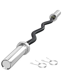SPORTNOW 120cm EZ Barbell Bar for 5cm Weight Plates, with Spring Clips, 8kg