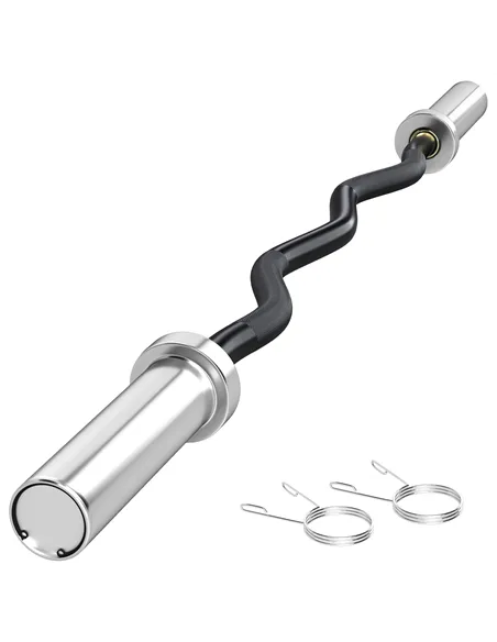 SPORTNOW 120cm EZ Barbell Bar for 5cm Weight Plates, with Spring Clips, 8kg