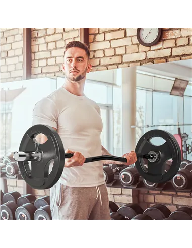 SPORTNOW 120cm EZ Barbell Bar for 5cm Weight Plates, with Spring Clips, 8kg