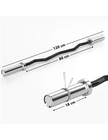 SPORTNOW 120cm EZ Barbell Bar for 5cm Weight Plates, with Spring Clips, 8kg