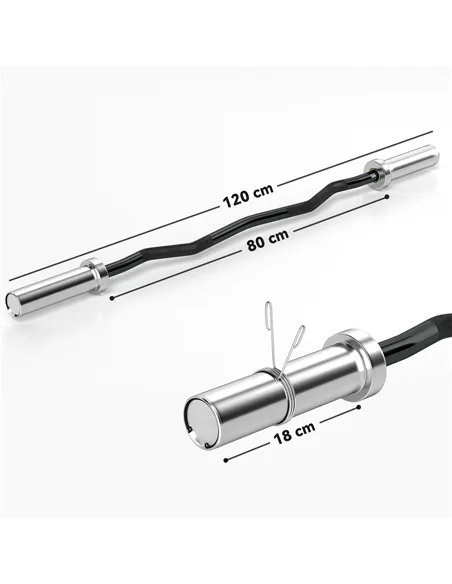 SPORTNOW 120cm EZ Barbell Bar for 5cm Weight Plates, with Spring Clips, 8kg