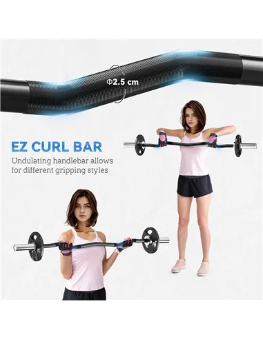 SPORTNOW 120cm EZ Barbell Bar for 5cm Weight Plates, with Spring Clips, 8kg