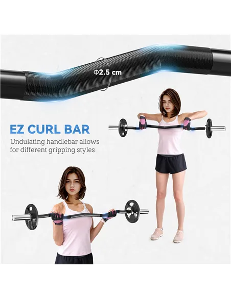 SPORTNOW 120cm EZ Barbell Bar for 5cm Weight Plates, with Spring Clips, 8kg