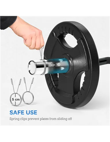 SPORTNOW 120cm EZ Barbell Bar for 5cm Weight Plates, with Spring Clips, 8kg