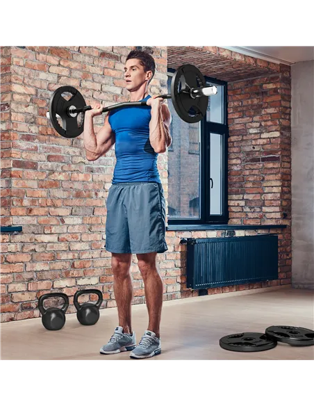SPORTNOW 120cm EZ Barbell Bar for 5cm Weight Plates, with Spring Clips, 8kg