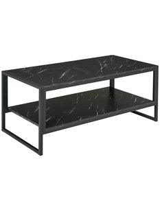HOMCOM Coffee Table, Two-Tier Faux Marble Effect Centre Table with Metal Frame and Storage Shelf for Living Room, 106 x 50 x 45c