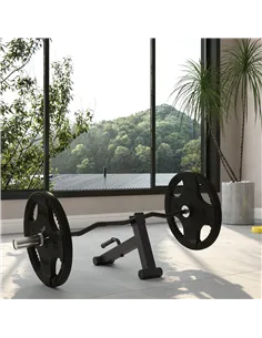 SPORTNOW 120cm Curl Bar and Barbell Set, Barbell Bar for 5cm Weight Plates for Loading 200kg Weight Plates, for Home Gym Weight  2