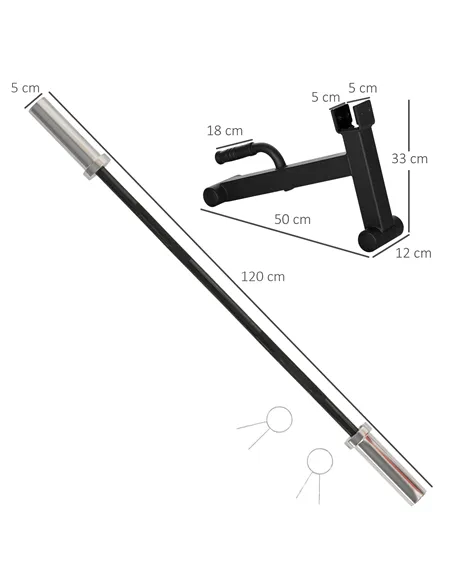 SPORTNOW 120cm Curl Bar and Barbell Set, Barbell Bar for 5cm Weight Plates for Loading 200kg Weight Plates, for Home Gym Weight 