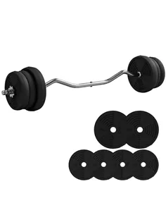SPORTNOW 25kg Barbell Set, Adjustable Weights with Curl bar and Non-Slip Handle, for Women and Men Weight Lifting Training