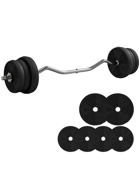 SPORTNOW 25kg Barbell Set, Adjustable Weights with Curl bar and Non-Slip Handle, for Women and Men Weight Lifting Training