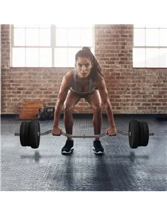 SPORTNOW 25kg Barbell Set, Adjustable Weights with Curl bar and Non-Slip Handle, for Women and Men Weight Lifting Training 2