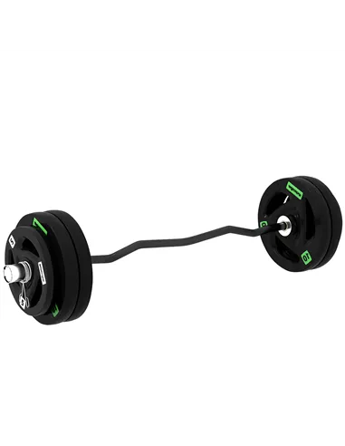 SPORTNOW Curl Bar with 30kg Weight Plates, Barbell Bar for 5cm Weight Plates, Home Gym Weight Lifting Bar, 120cm, 58kg