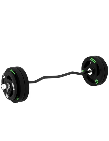 SPORTNOW Curl Bar with 30kg Weight Plates, Barbell Bar for 5cm Weight Plates, Home Gym Weight Lifting Bar, 120cm, 58kg