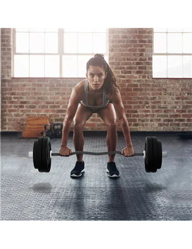 SPORTNOW Curl Bar with 30kg Weight Plates, Barbell Bar for 5cm Weight Plates, Home Gym Weight Lifting Bar, 120cm, 58kg