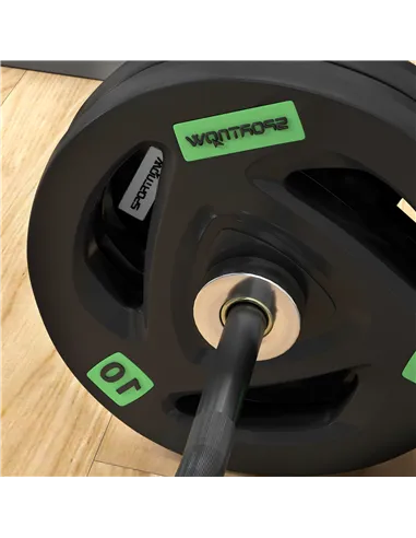 SPORTNOW Curl Bar with 30kg Weight Plates, Barbell Bar for 5cm Weight Plates, Home Gym Weight Lifting Bar, 120cm, 58kg