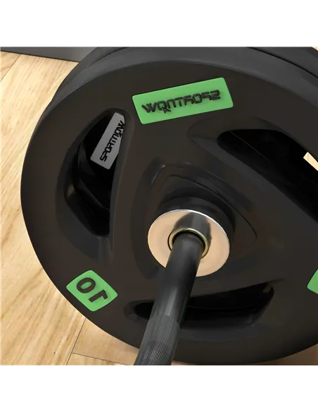 SPORTNOW Curl Bar with 30kg Weight Plates, Barbell Bar for 5cm Weight Plates, Home Gym Weight Lifting Bar, 120cm, 58kg