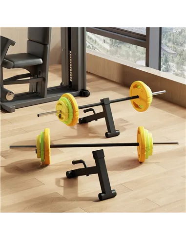 SPORTNOW 2Pcs Barbell Jack, Deadlift Jack with Non-Slip Handle and Plastic Padding, Easy Loading and Unloading 400kg Barbell Pla