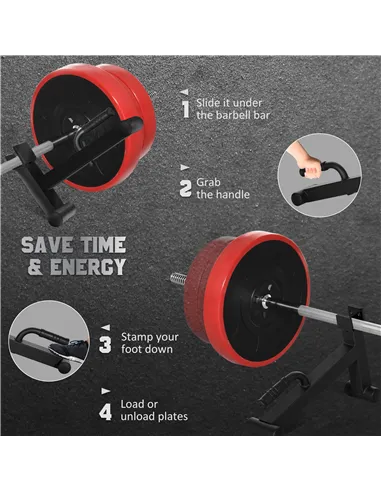 SPORTNOW 2Pcs Barbell Jack, Deadlift Jack with Non-Slip Handle and Plastic Padding, Easy Loading and Unloading 400kg Barbell Pla