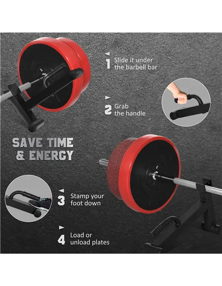SPORTNOW 2Pcs Barbell Jack, Deadlift Jack with Non-Slip Handle and Plastic Padding, Easy Loading and Unloading 400kg Barbell Pla