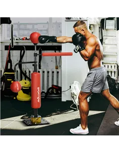 SPORTNOW Boxing Bag, Freestanding Punching Bag, with Reflex Bar, Speed Balls, Red 2